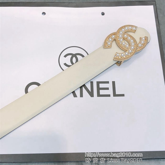 CHANEL香奈兒 18新款 CC珍珠水鑽扣 精品光滑優雅皮帶 上身效果巨好 奢華經典 小紅書火爆款   xfp1040